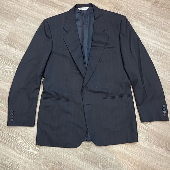 J.P. Tilford Samuelsohn Navy Striped Print Mens Blazer - Picture 1 of 12